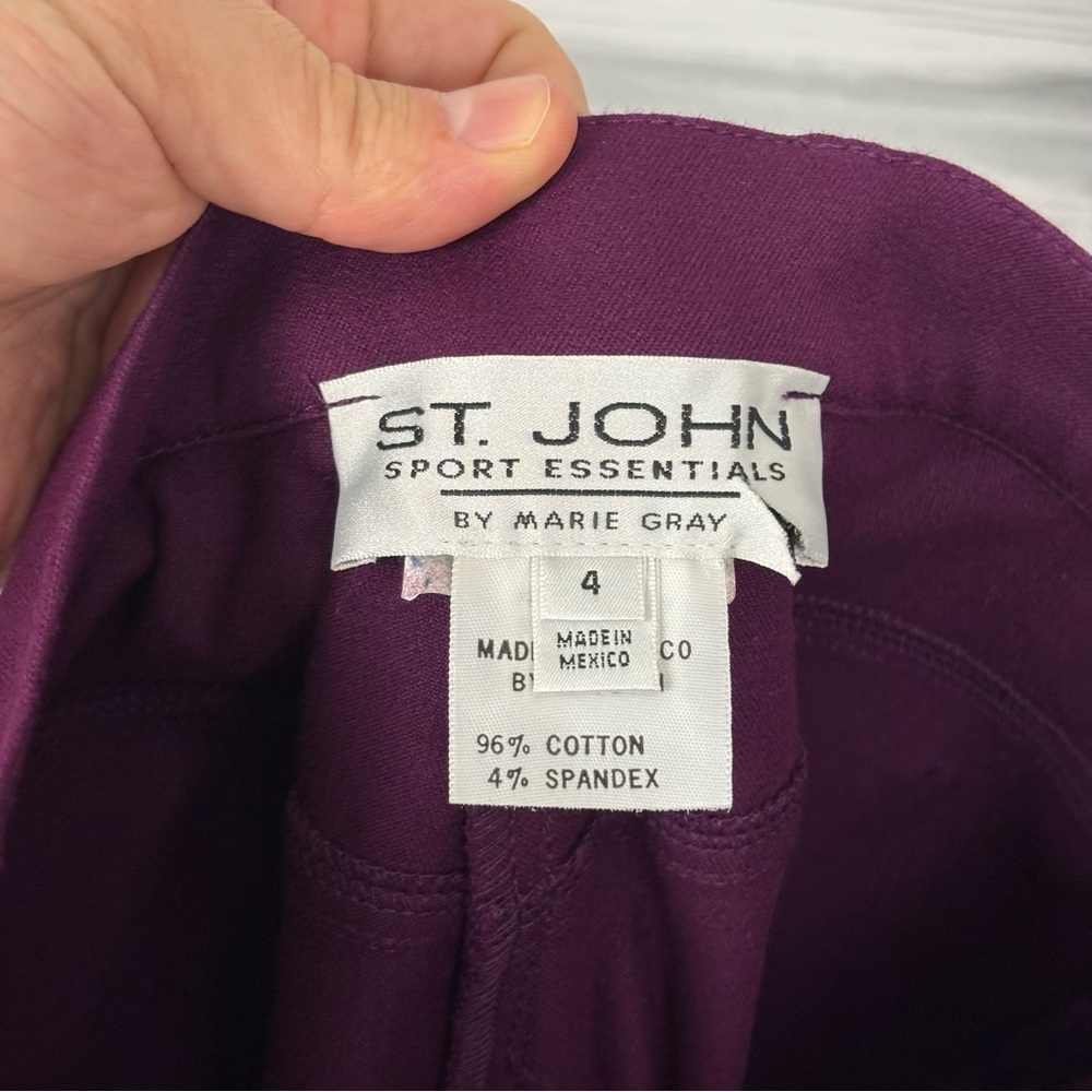 St. John Sport Essentials Mulberry Wine Colored Straight Leg Dress Pants Size 4 - Picture 8 of 9